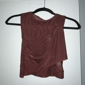 Going out top- brown mesh crop top